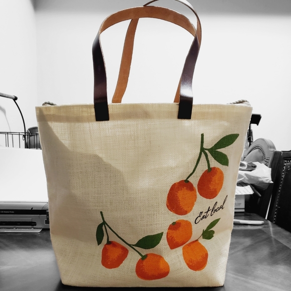 Hallmark Handbags - 🆕️ Hallmark Jute Bag, Fruit Themed Recyclable Tote Bag sz XL